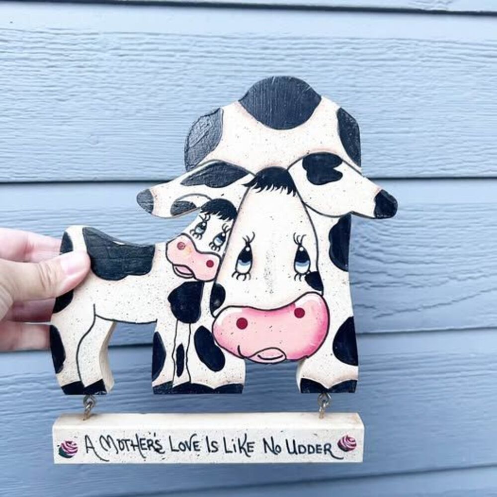 Vintage Cottagecore Cow Plaque Wall Decor
